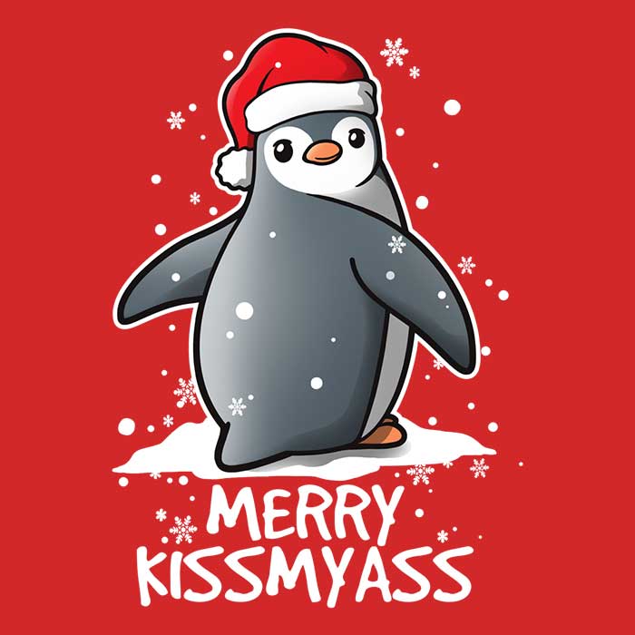 Merry Kiss My Penguin Tank Top - Adult & Kids T-Shirts, Sweatshirts & Hoodies apparel design preview 2