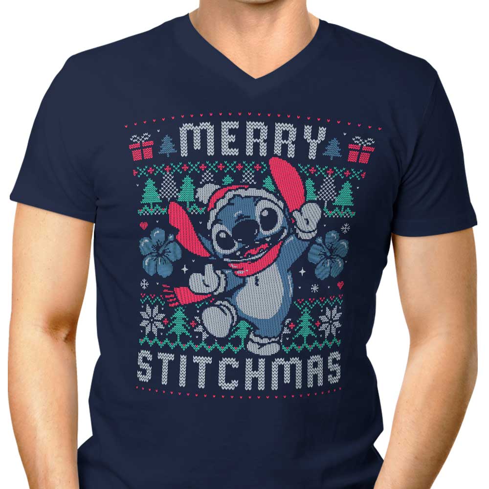 Merry Stitchmas Men's V-Neck - Adult & Kids T-Shirts, Sweatshirts & Hoodies apparel design preview 1