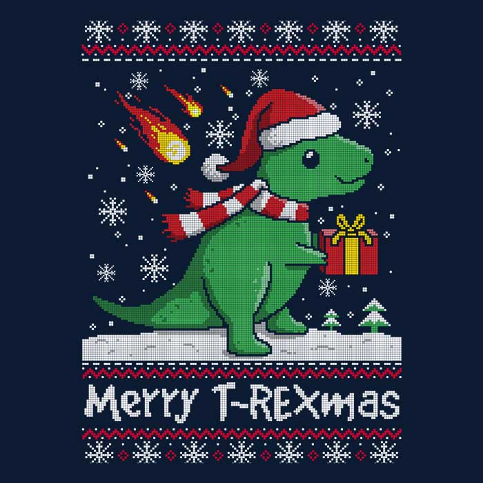 Merry T-Rexmas - Adult & Kids T-Shirts, Sweatshirts & Hoodies apparel design preview 2