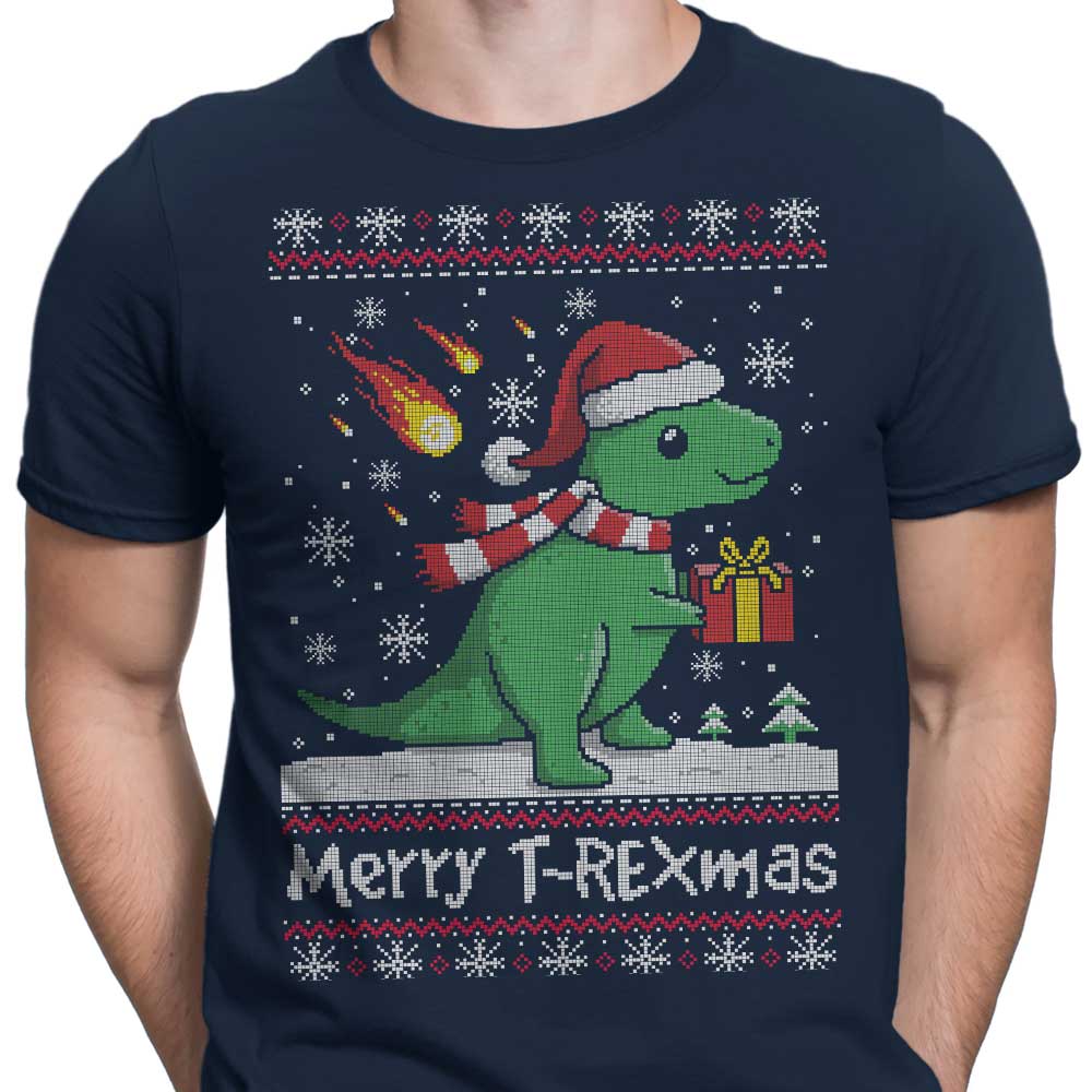 Merry T-Rexmas Men's Apparel - Adult & Kids T-Shirts, Sweatshirts & Hoodies apparel design preview 2