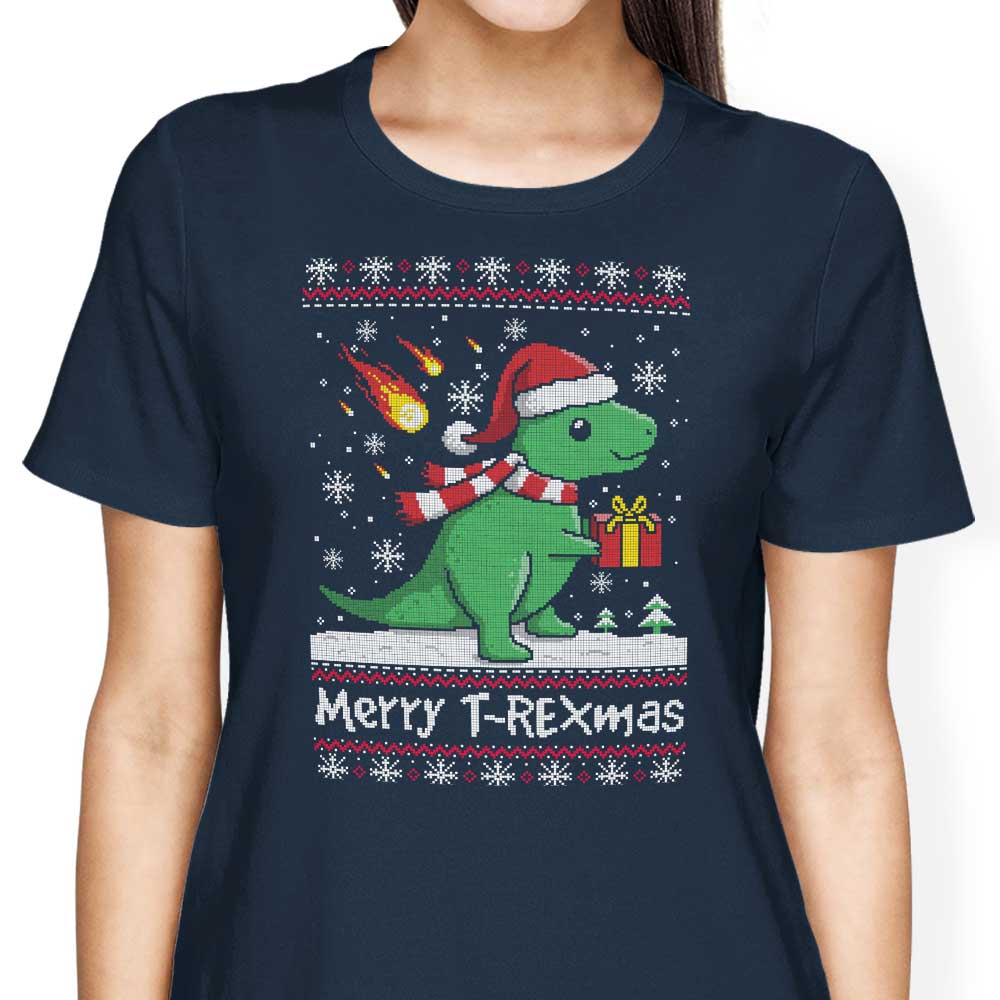 Merry T-Rexmas Women's Apparel - Adult & Kids T-Shirts, Sweatshirts & Hoodies apparel design preview 2
