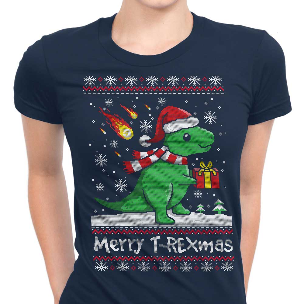 Merry T-Rexmas Women's Apparel - Adult & Kids T-Shirts, Sweatshirts & Hoodies apparel design preview 1