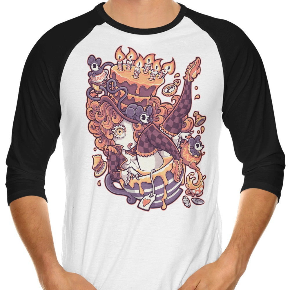 Merry Unbirthday 3/4 Sleeve Raglan - Adult & Kids T-Shirts, Sweatshirts & Hoodies apparel design preview 1