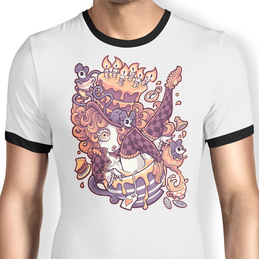 Merry Unbirthday Ringer - Adult & Kids T-Shirts, Sweatshirts & Hoodies apparel design preview 1