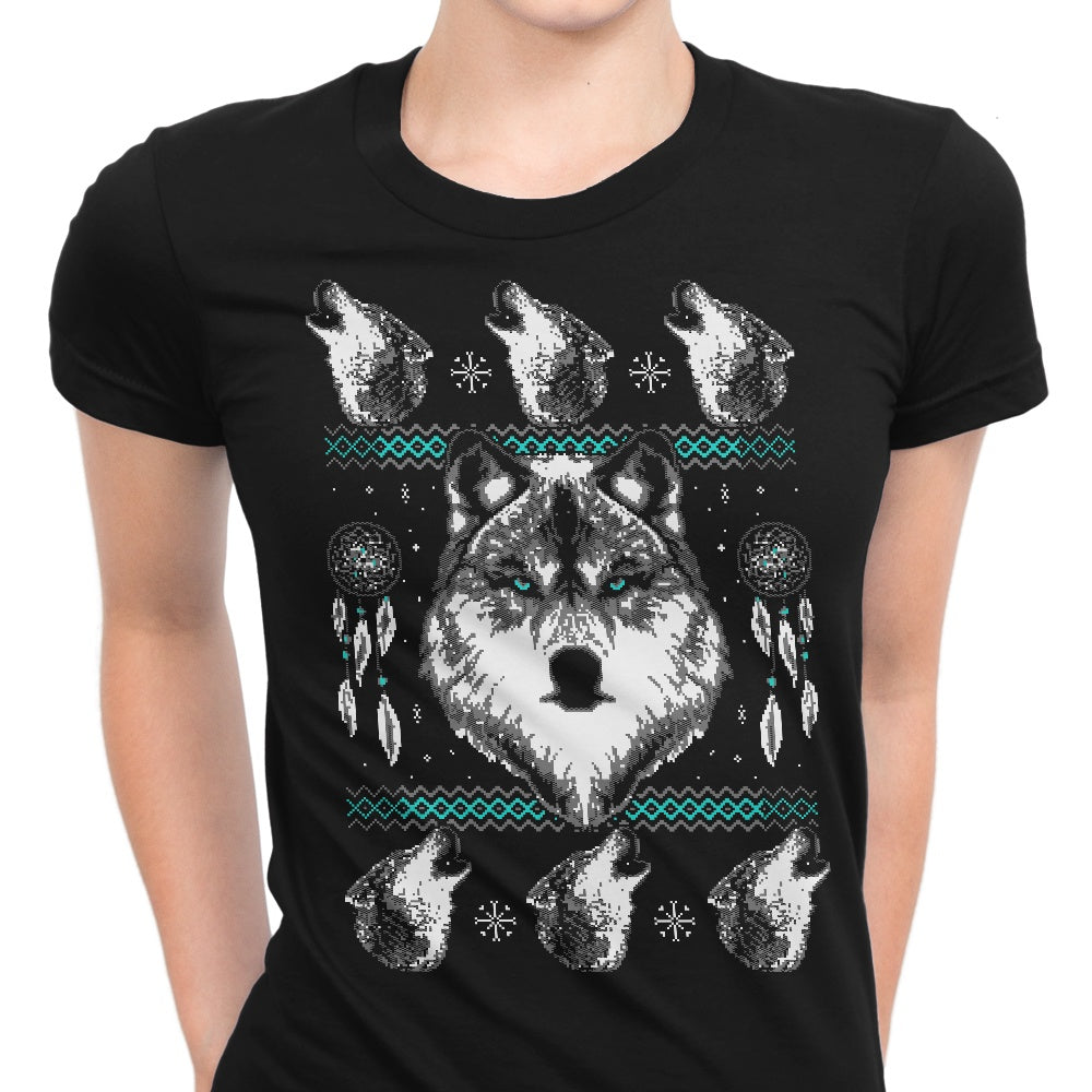 Merry Wolfmas Women's Apparel - Adult & Kids T-Shirts, Sweatshirts & Hoodies apparel design preview 1