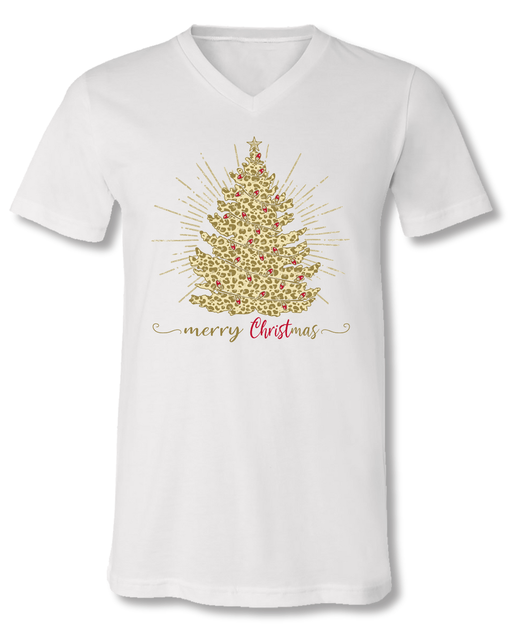 Sassy Frass Holiday Tree Merry CHRISTmas V-Neck - Adult & Kids T-Shirts, Sweatshirts & Hoodies apparel design preview 1