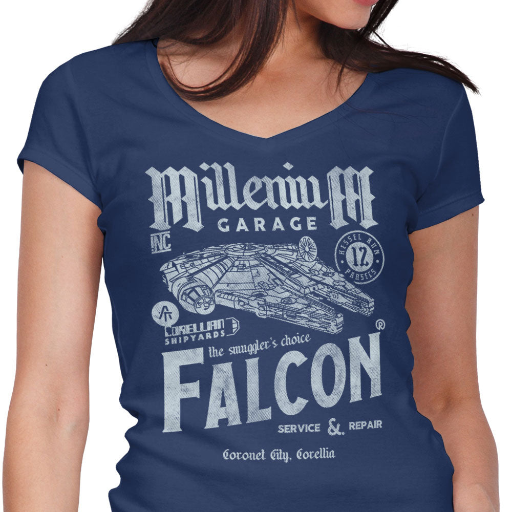 Millenium Garage Women's V-Neck - Adult & Kids T-Shirts, Sweatshirts & Hoodies apparel design preview 1
