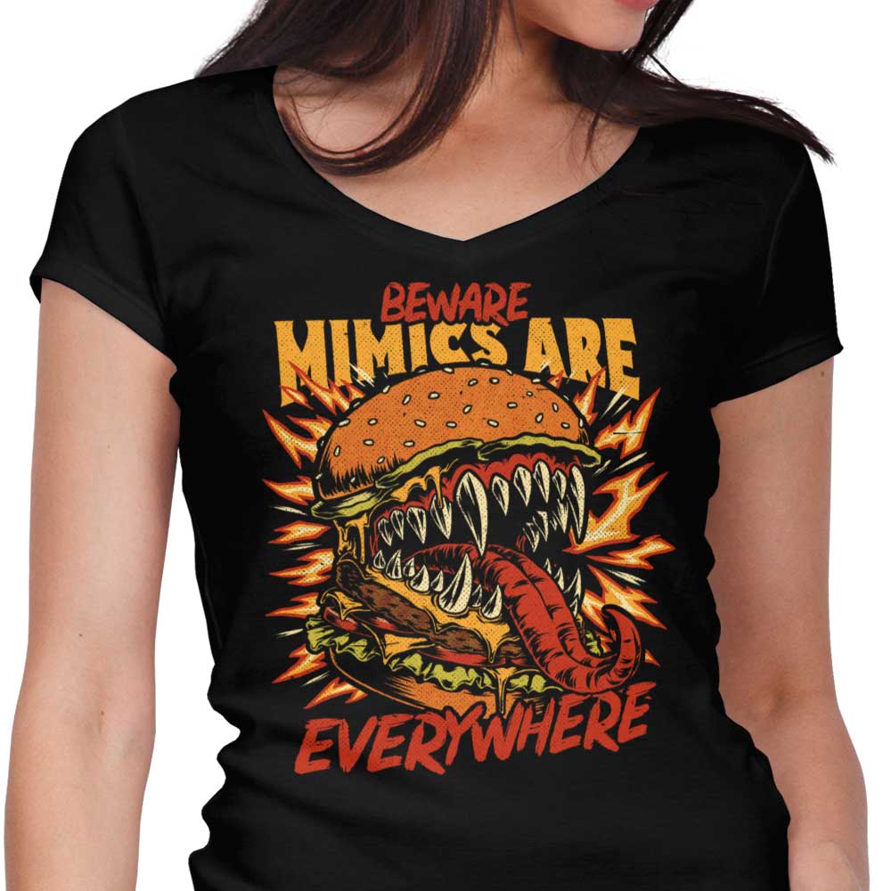 Mimics are Everywhere Women's V-Neck - Adult & Kids T-Shirts, Sweatshirts & Hoodies apparel design preview 1