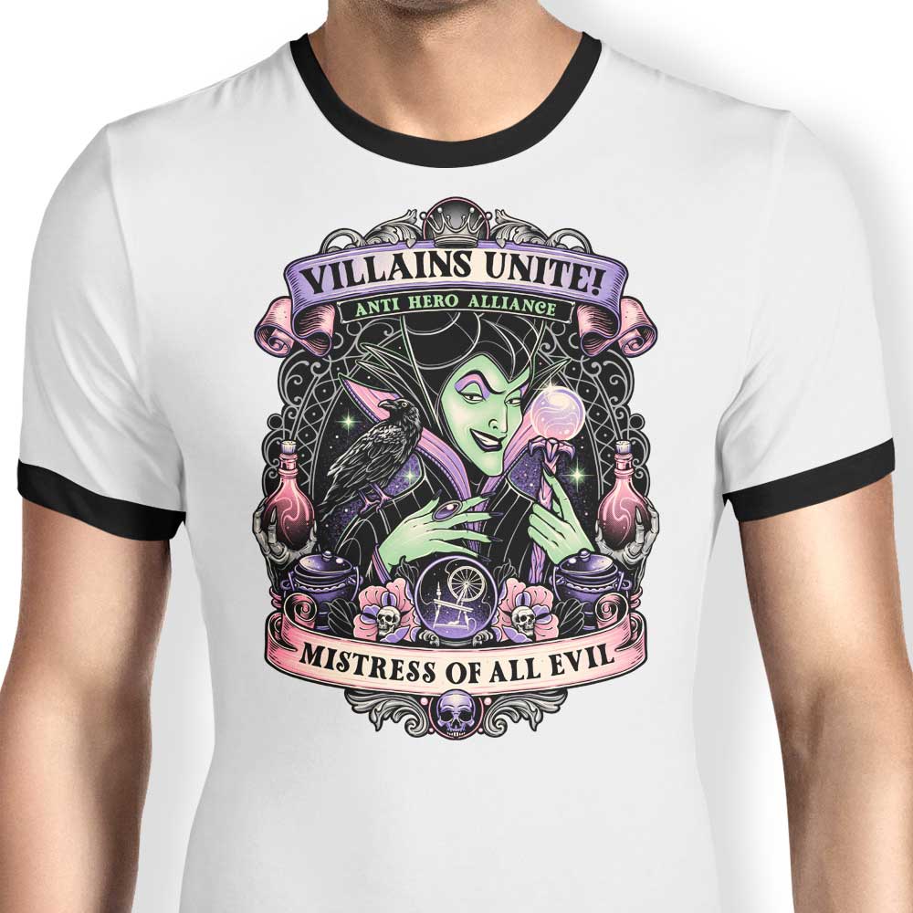 Mistress of All Evil Ringer - Adult & Kids T-Shirts, Sweatshirts & Hoodies apparel design preview 1