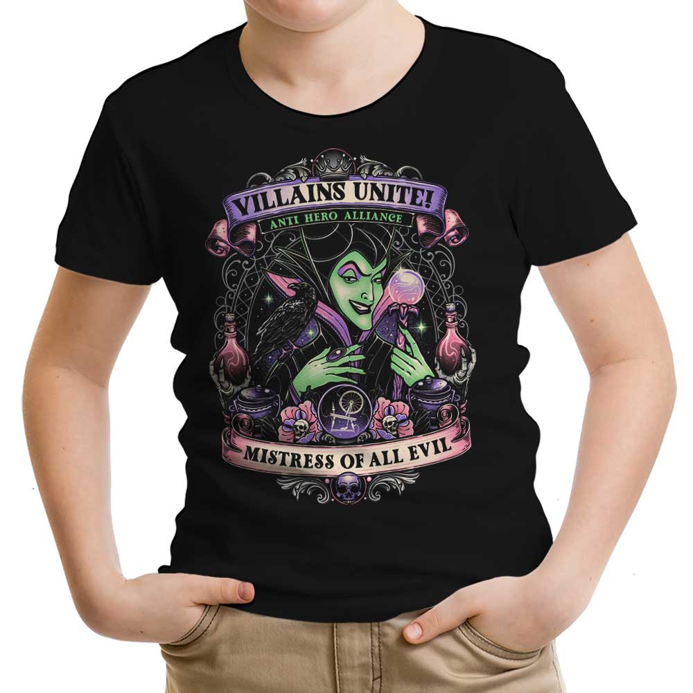 Mistress of All Evil Youth Apparel - Adult & Kids T-Shirts, Sweatshirts & Hoodies apparel design preview 1