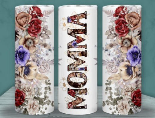 Momma Flowers 20 oz Skinny Tumbler Cup With Straw - Adult & Kids T-Shirts, Sweatshirts & Hoodies apparel design preview 1