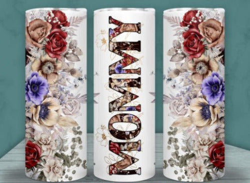 Mommy Flowers 20 oz Skinny Tumbler Cup With Straw - Adult & Kids T-Shirts, Sweatshirts & Hoodies apparel design preview 1