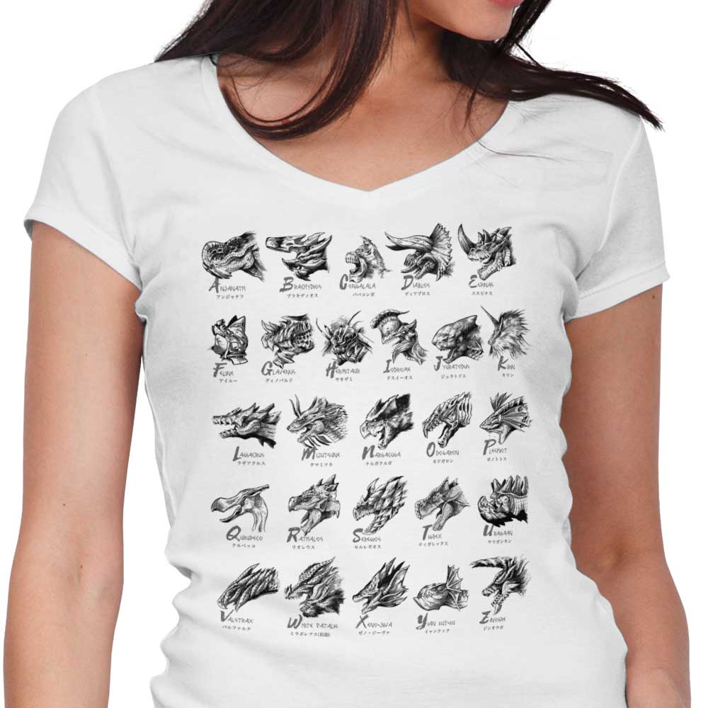 Monsterpedia Women's V-Neck - Adult & Kids T-Shirts, Sweatshirts & Hoodies apparel design preview 1