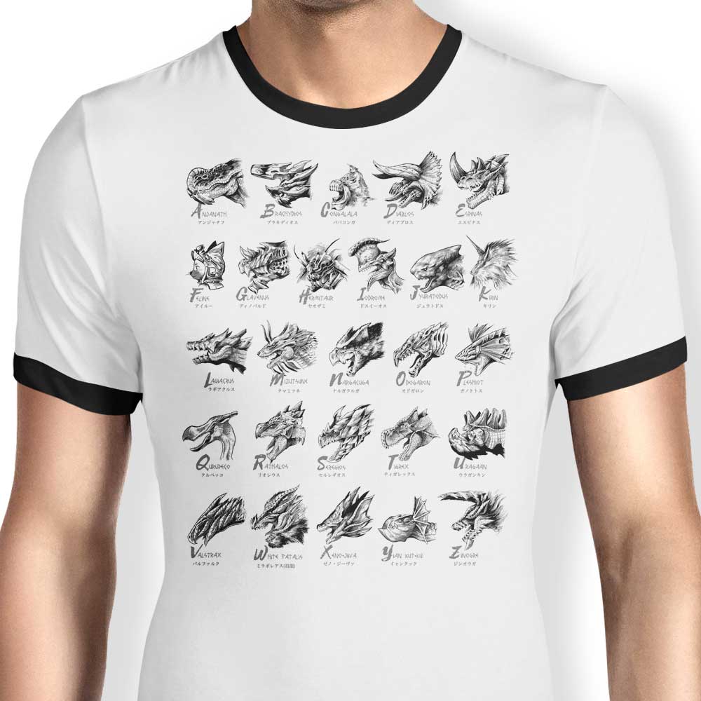 Monsterpedia Ringer - Adult & Kids T-Shirts, Sweatshirts & Hoodies apparel design preview 1