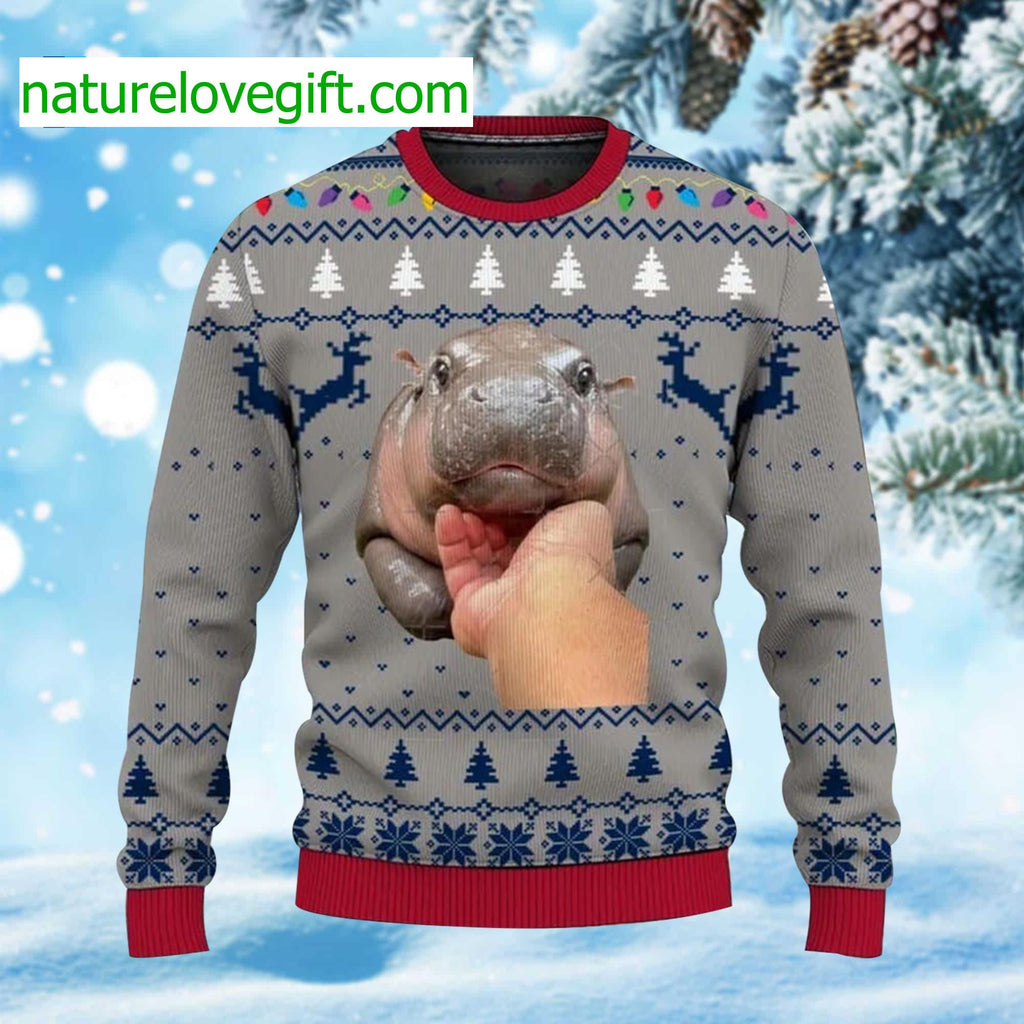 Moo Deng Bouncy Pig Ugly Christmas Sweater product image