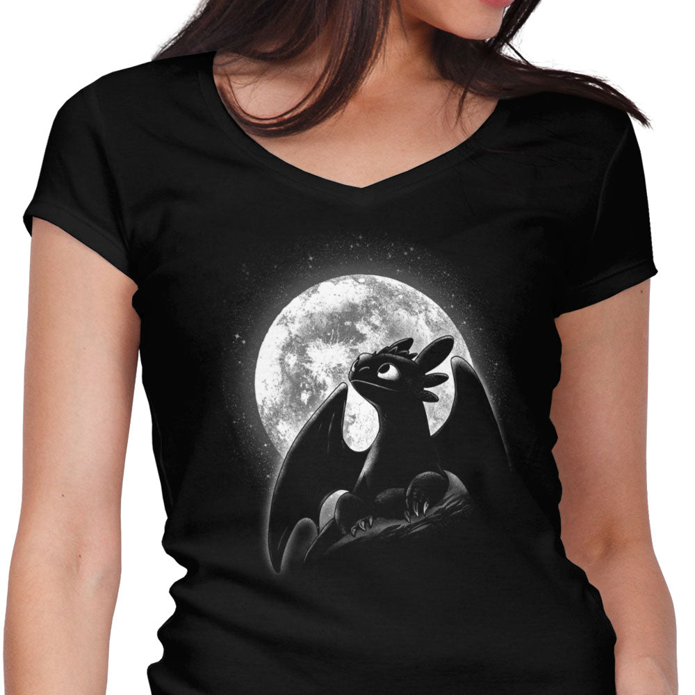 Moonlit Dragon Women's V-Neck - Adult & Kids T-Shirts, Sweatshirts & Hoodies apparel design preview 1