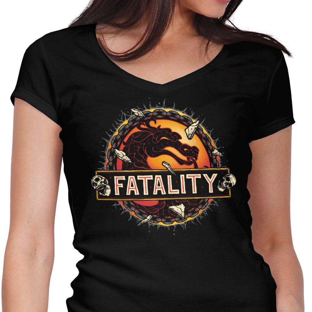 Mortal Fatality Women's V-Neck - Adult & Kids T-Shirts, Sweatshirts & Hoodies apparel design preview 1