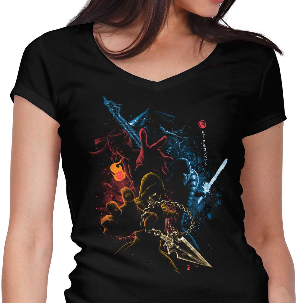 Mortal Fighters Women's V-Neck - Adult & Kids T-Shirts, Sweatshirts & Hoodies apparel design preview 1