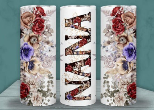 Nana Flowers 20 oz Skinny Tumbler Cup With Straw - Adult & Kids T-Shirts, Sweatshirts & Hoodies apparel design preview 1