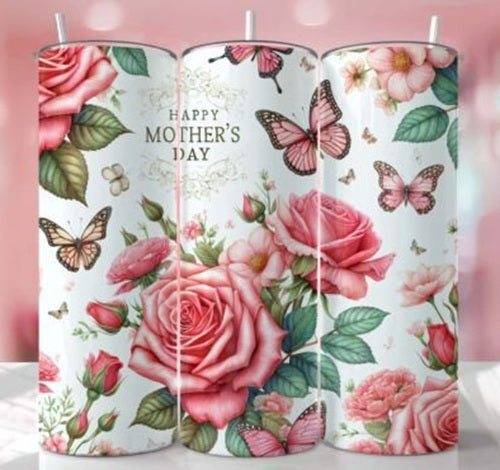 Happy Mothers Day Rose and Butterfly 20 oz Skinny - Adult & Kids T-Shirts, Sweatshirts & Hoodies apparel design preview 1