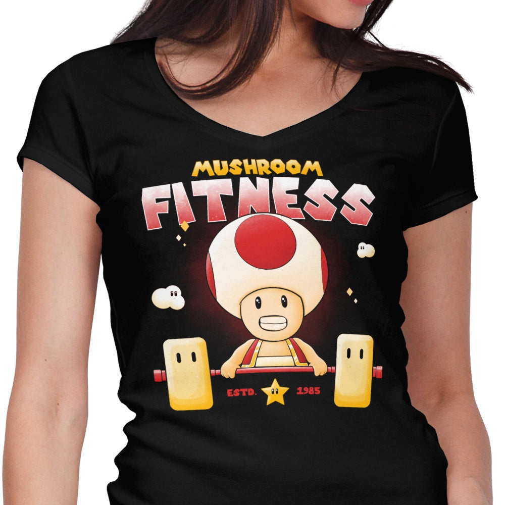 Mushroom Fitness Women's V-Neck - Adult & Kids T-Shirts, Sweatshirts & Hoodies apparel design preview 1