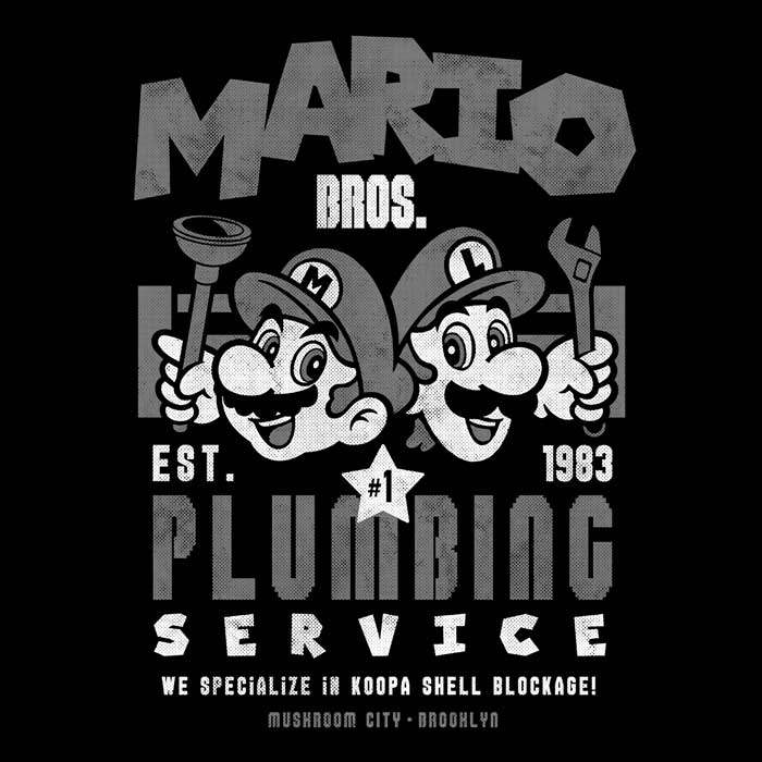 Mushroom Kingdom Plumbing Service Men's Apparel - Adult & Kids T-Shirts, Sweatshirts & Hoodies apparel design preview 2