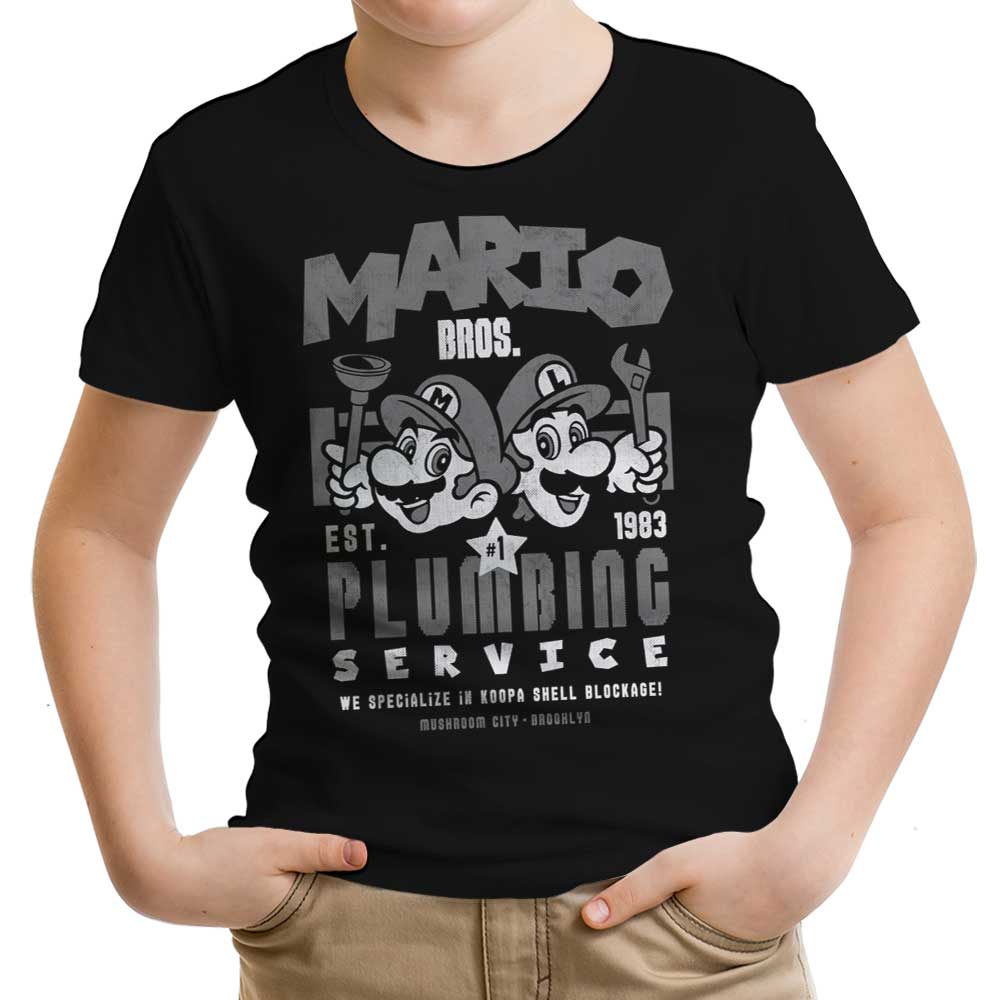 Mushroom Kingdom Plumbing Service Youth Apparel - Adult & Kids T-Shirts, Sweatshirts & Hoodies apparel design preview 1