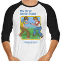 My First Knife Fight 3/4 Sleeve Raglan - Adult & Kids T-Shirts, Sweatshirts & Hoodies apparel design preview 1