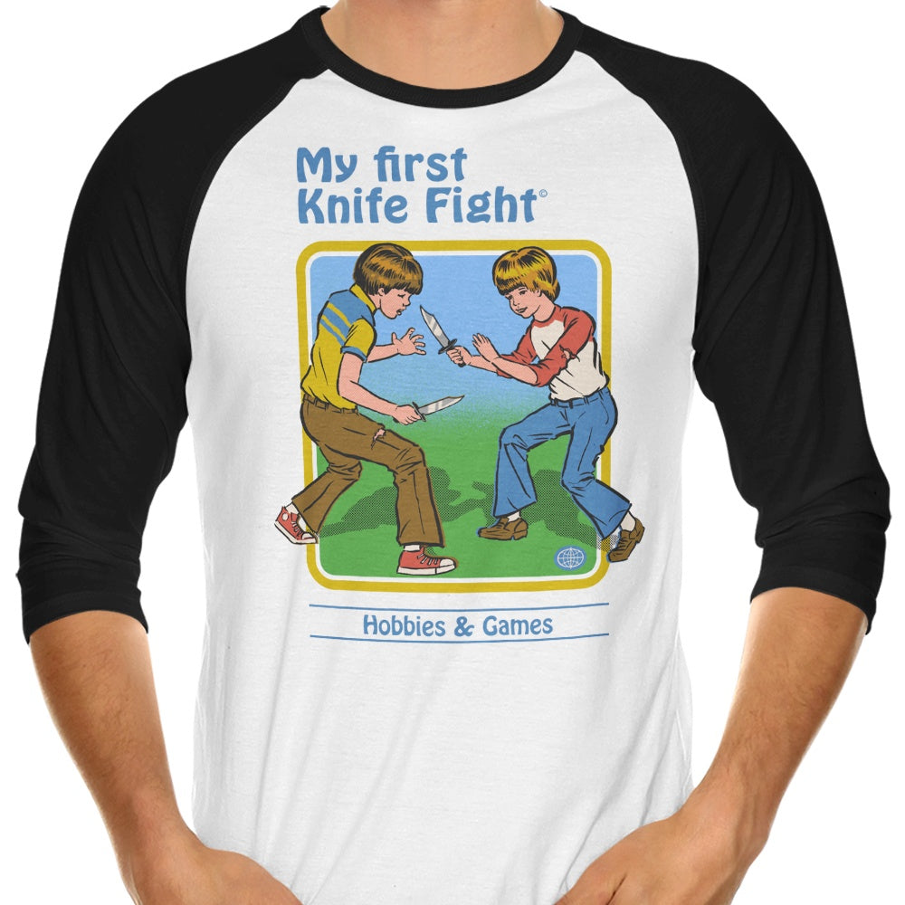 My First Knife Fight 3/4 Sleeve Raglan - Adult & Kids T-Shirts, Sweatshirts & Hoodies apparel design preview 1