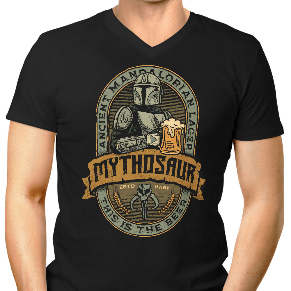Mythosaur Lager Men's V-Neck - Adult & Kids T-Shirts, Sweatshirts & Hoodies apparel design preview 1