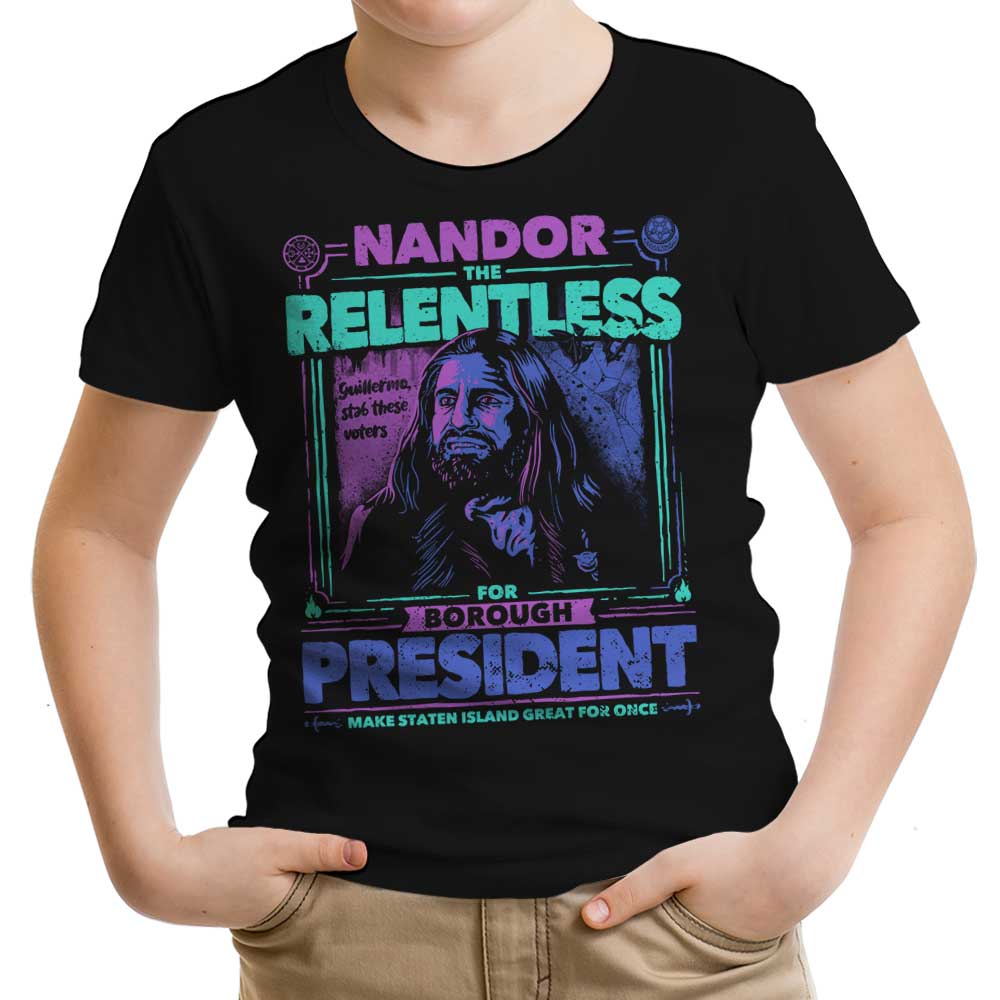 Nandor for President Youth Apparel - Adult & Kids T-Shirts, Sweatshirts & Hoodies apparel design preview 1