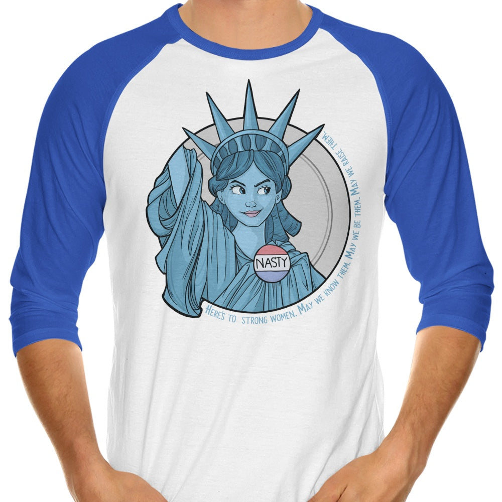 Nasty Lady Liberty 3/4 Sleeve Raglan - Adult & Kids T-Shirts, Sweatshirts & Hoodies apparel design preview 1