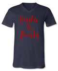Sassy Frass Navy Pigskin Pearls Football V-neck - Adult & Kids T-Shirts, Sweatshirts & Hoodies apparel design preview 1