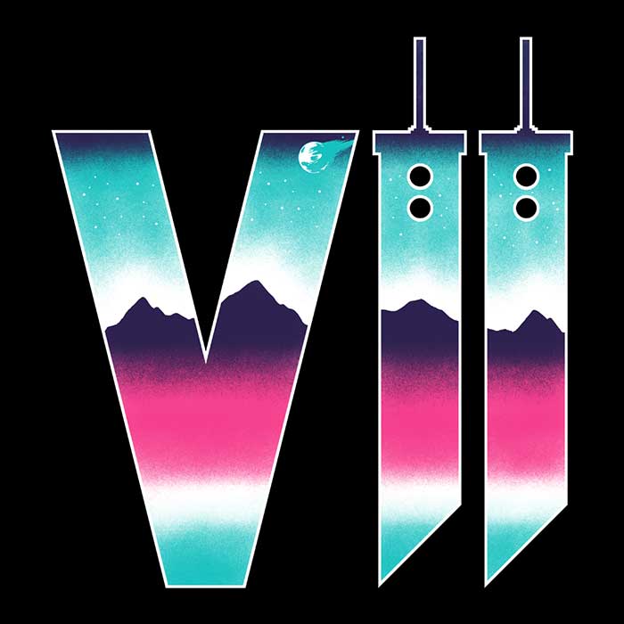 Neon Fantasy VII Men's Apparel - Adult & Kids T-Shirts, Sweatshirts & Hoodies apparel design preview 2