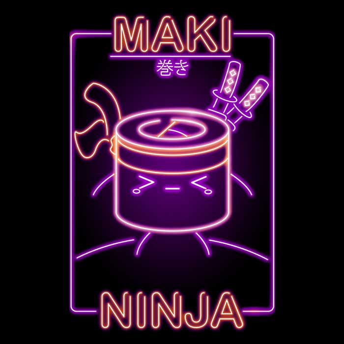 Neon Maki-Ninja Men's Apparel - Adult & Kids T-Shirts, Sweatshirts & Hoodies apparel design preview 2