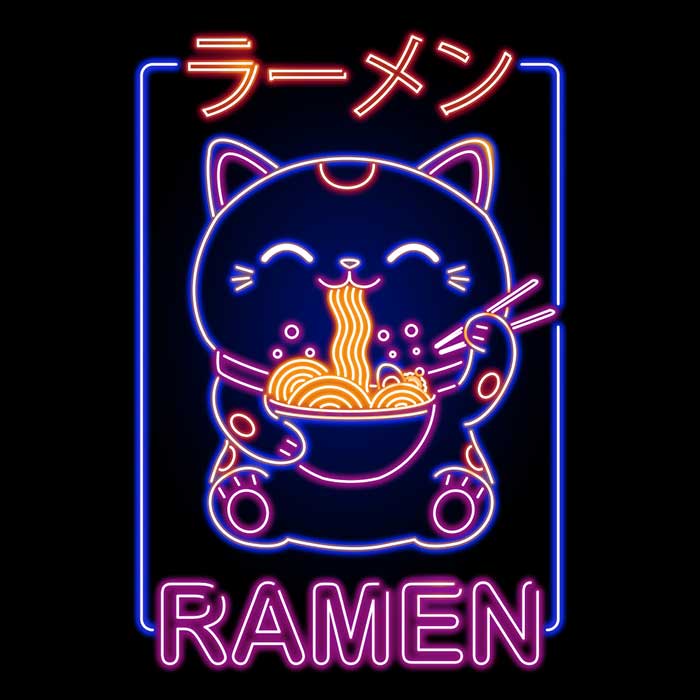 Neon Maneki-Neko Men's Apparel - Adult & Kids T-Shirts, Sweatshirts & Hoodies apparel design preview 2