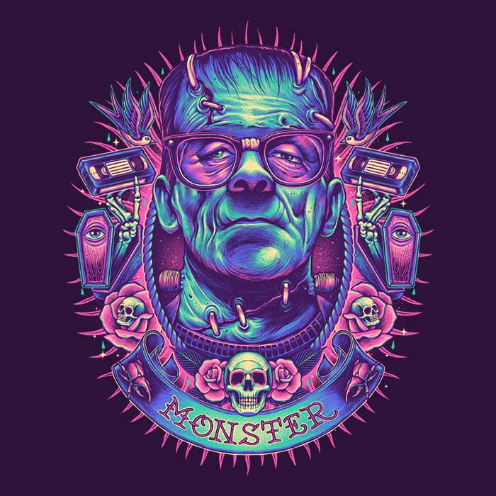 Neon Monster - Adult & Kids T-Shirts, Sweatshirts & Hoodies apparel design preview 2
