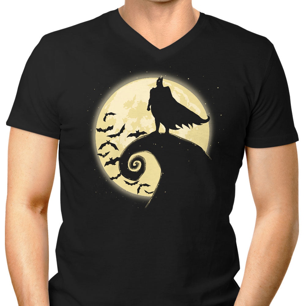 Nightmare Before Batmas Men's V-Neck - Adult & Kids T-Shirts, Sweatshirts & Hoodies apparel design preview 1