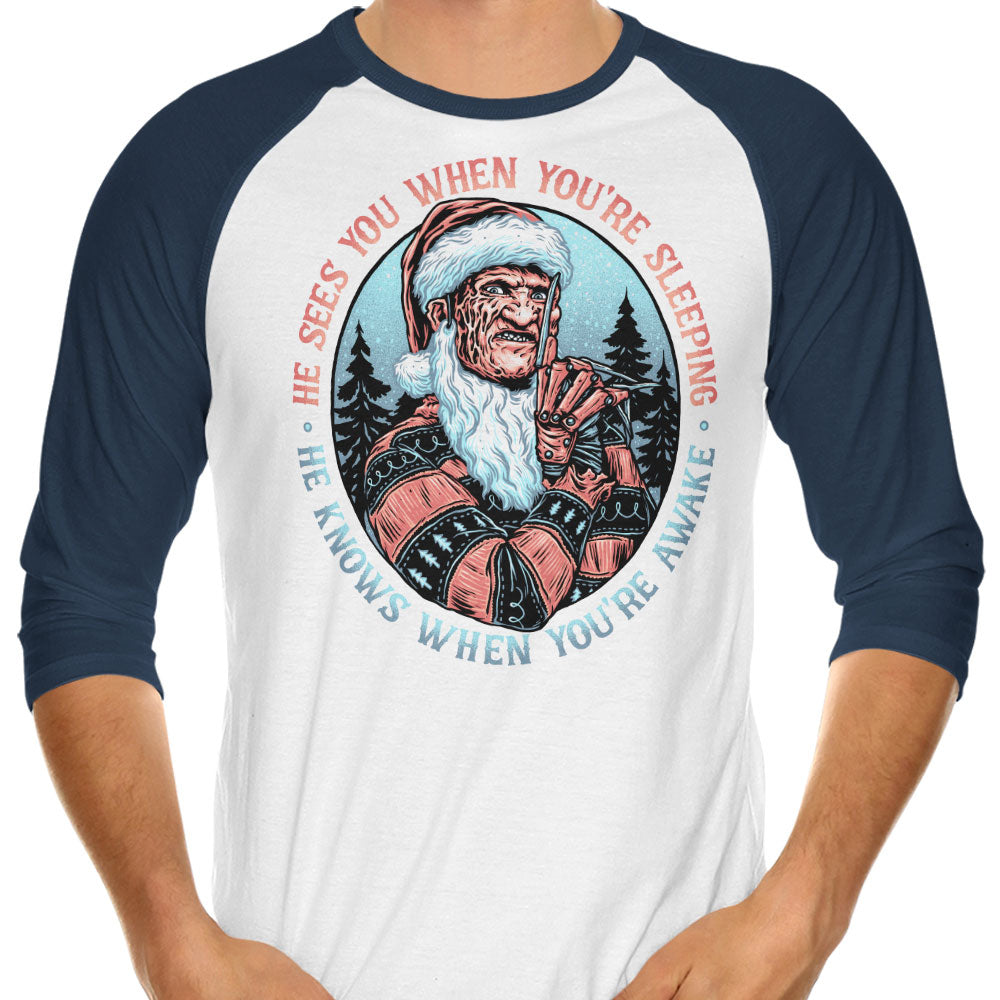 Nightmare Santa 3/4 Sleeve Raglan - Adult & Kids T-Shirts, Sweatshirts & Hoodies apparel design preview 1