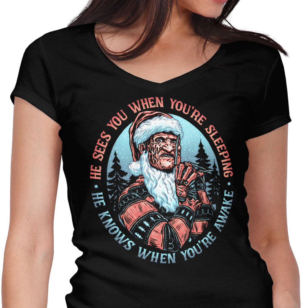 Nightmare Santa Women's V-Neck - Adult & Kids T-Shirts, Sweatshirts & Hoodies apparel design preview 1