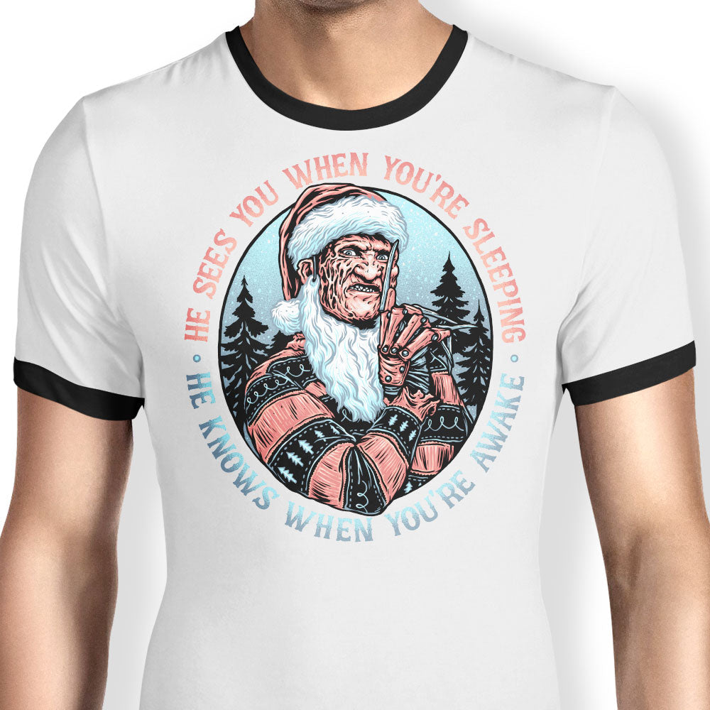 Nightmare Santa Ringer - Adult & Kids T-Shirts, Sweatshirts & Hoodies apparel design preview 1