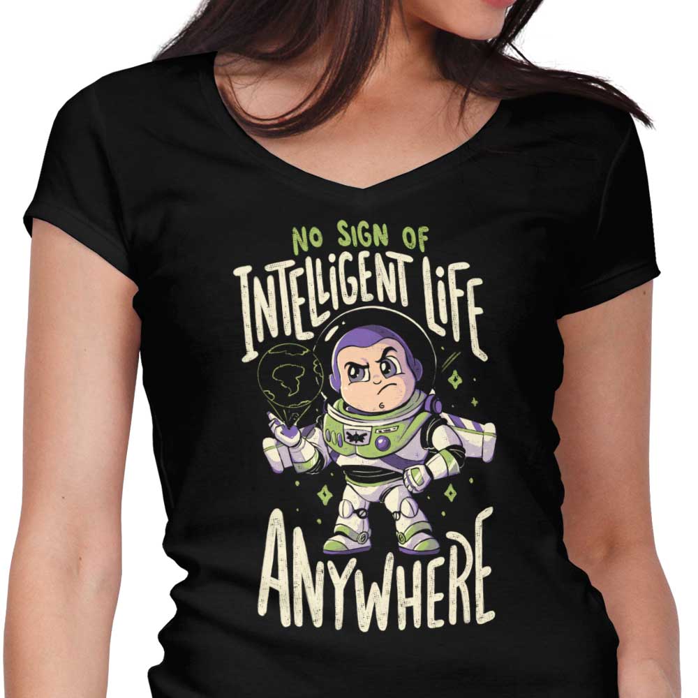 No Sign of Intelligent Life Women's V-Neck - Adult & Kids T-Shirts, Sweatshirts & Hoodies apparel design preview 1