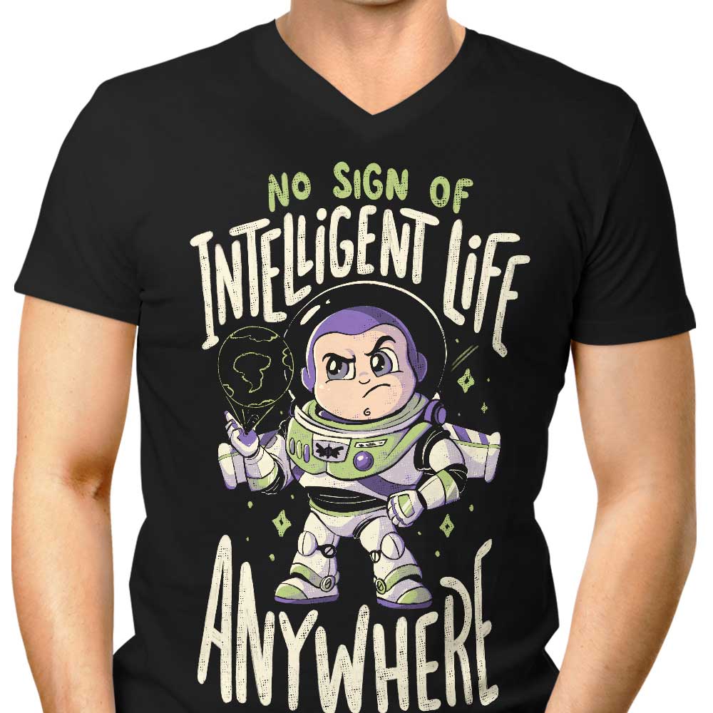 No Sign of Intelligent Life Men's V-Neck - Adult & Kids T-Shirts, Sweatshirts & Hoodies apparel design preview 1