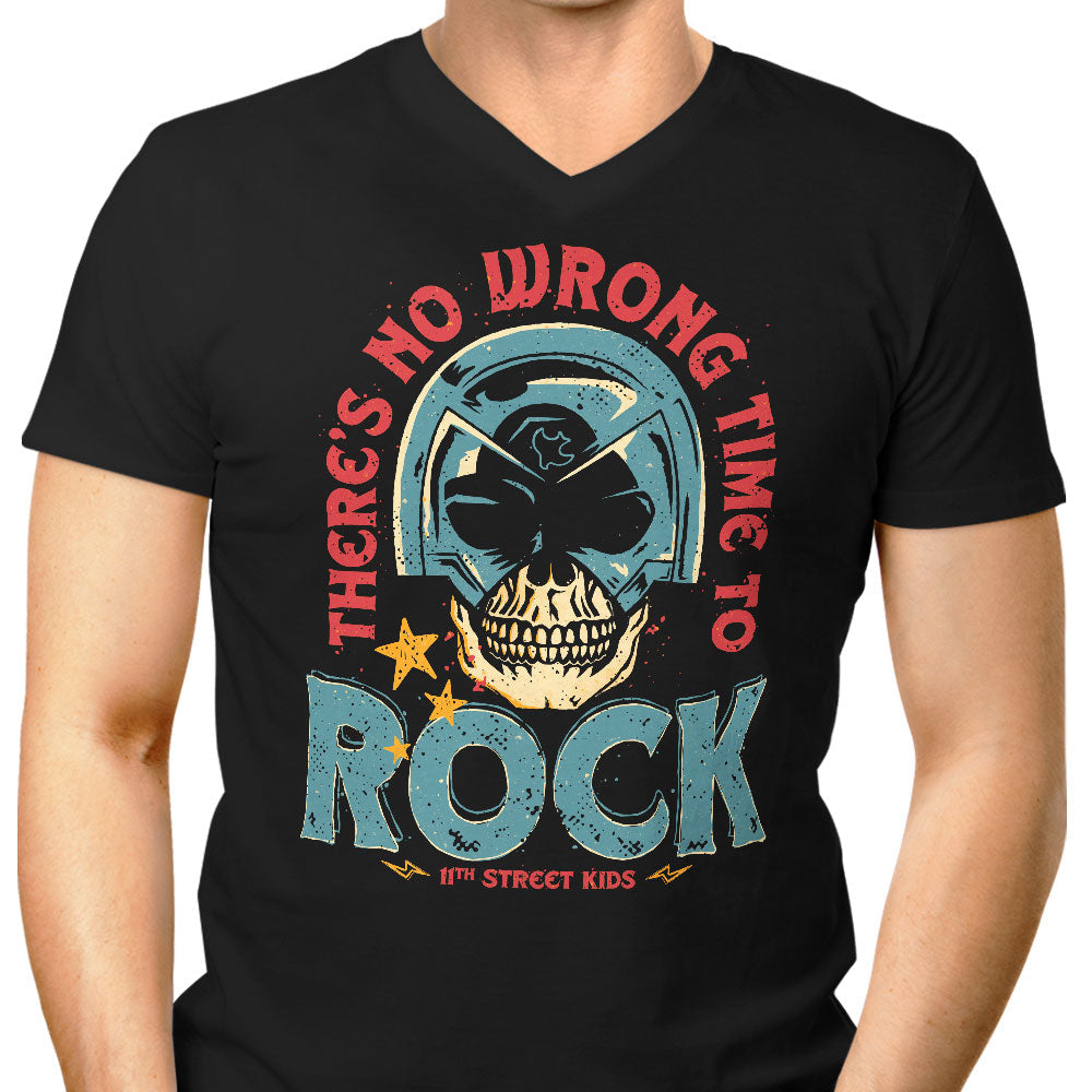 No Wrong Time to Rock Men's V-Neck - Adult & Kids T-Shirts, Sweatshirts & Hoodies apparel design preview 1