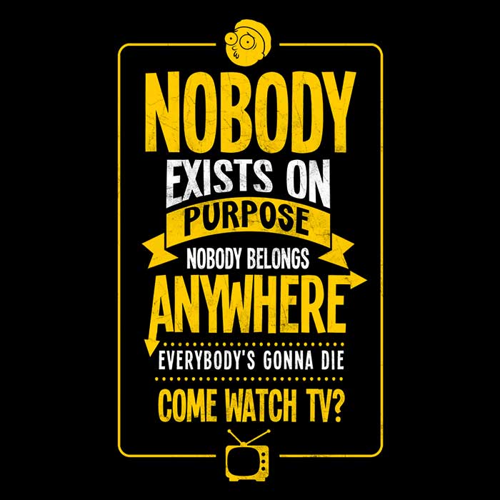 Nobody Exists on Purpose Youth Apparel - Adult & Kids T-Shirts, Sweatshirts & Hoodies apparel design preview 2
