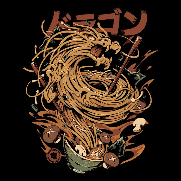 Noodle Dragon Coasters - Adult & Kids T-Shirts, Sweatshirts & Hoodies apparel design preview 1