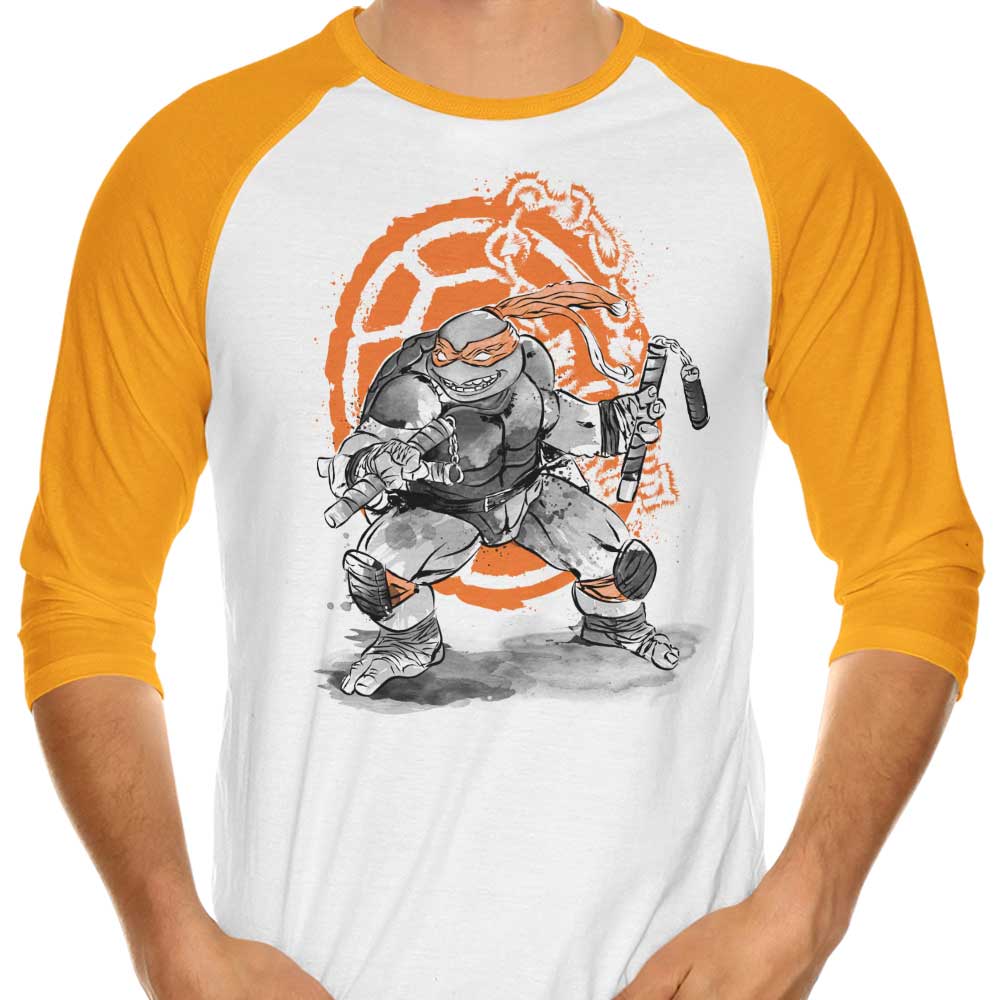 Nunchaku Sumi-e 3/4 Sleeve Raglan - Adult & Kids T-Shirts, Sweatshirts & Hoodies apparel design preview 1