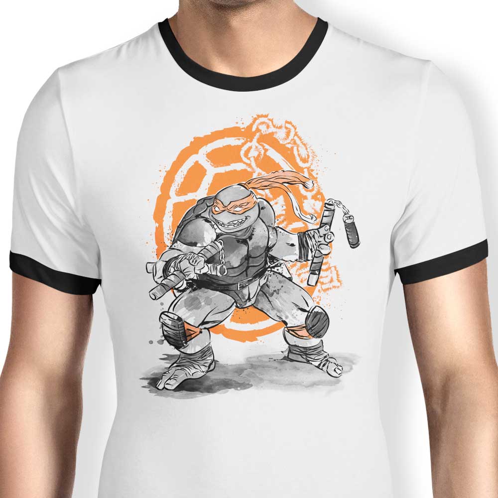 Nunchaku Sumi-e Ringer - Adult & Kids T-Shirts, Sweatshirts & Hoodies apparel design preview 1