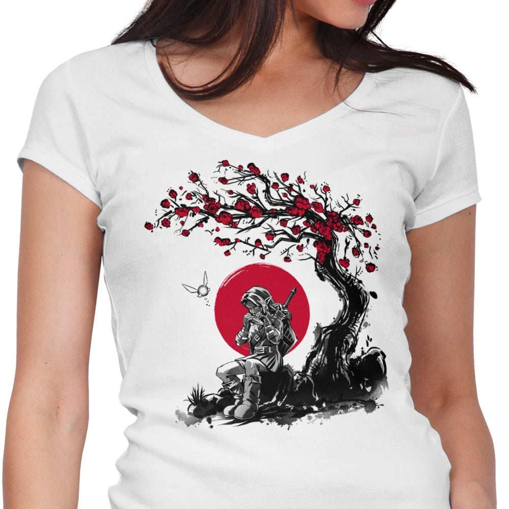 Ocarina Under the Sun Women's V-Neck - Adult & Kids T-Shirts, Sweatshirts & Hoodies apparel design preview 1