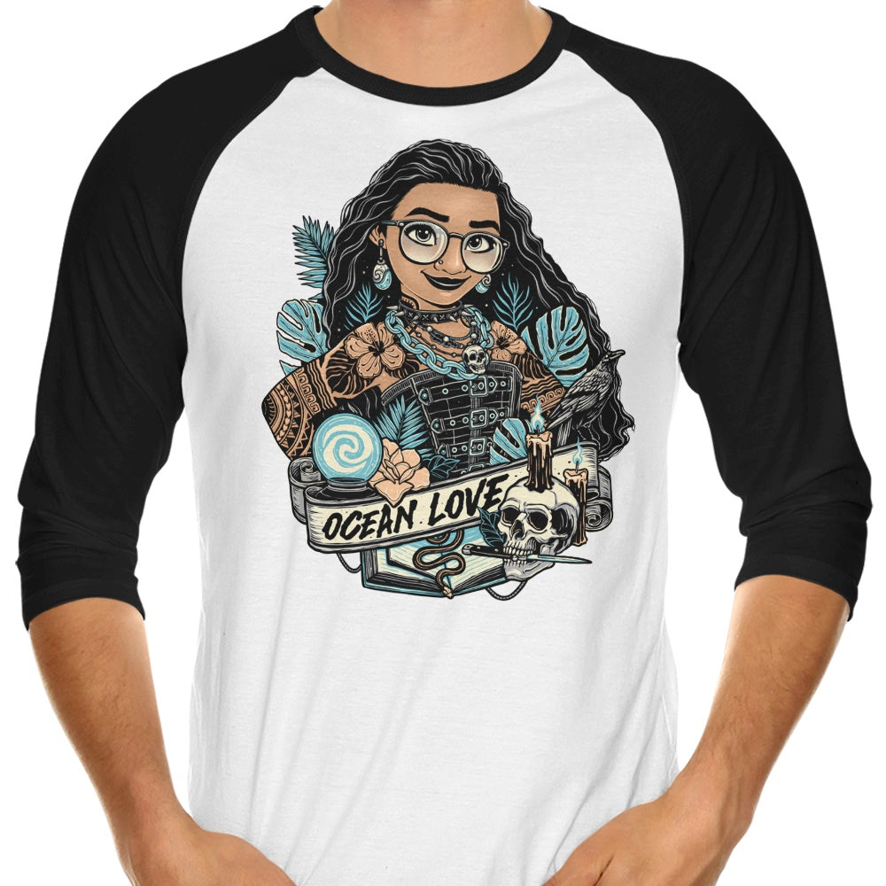 Ocean Love 3/4 Sleeve Raglan - Adult & Kids T-Shirts, Sweatshirts & Hoodies apparel design preview 1